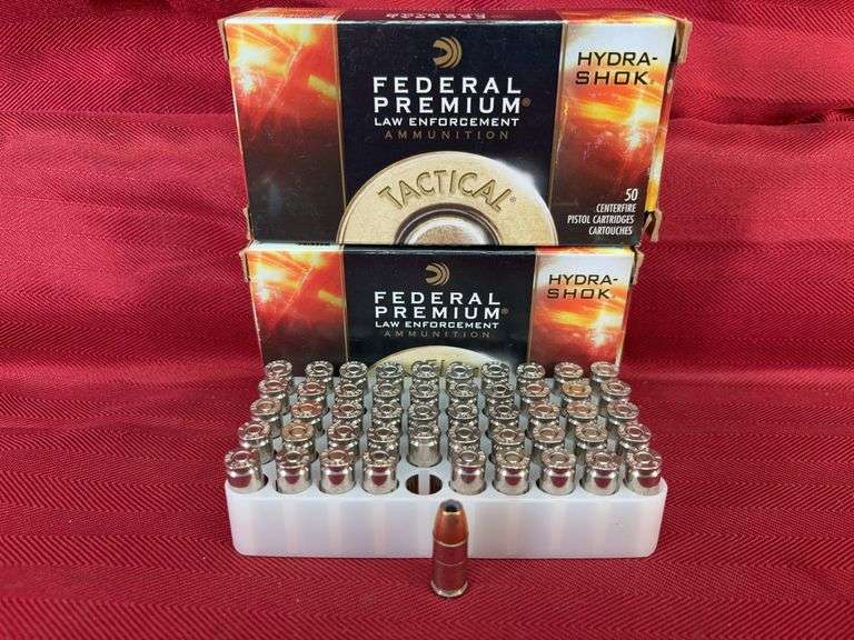 2-50 RD Boxes Federal LE Tactical 9mm-124 gr-Hydra-Shok JHP