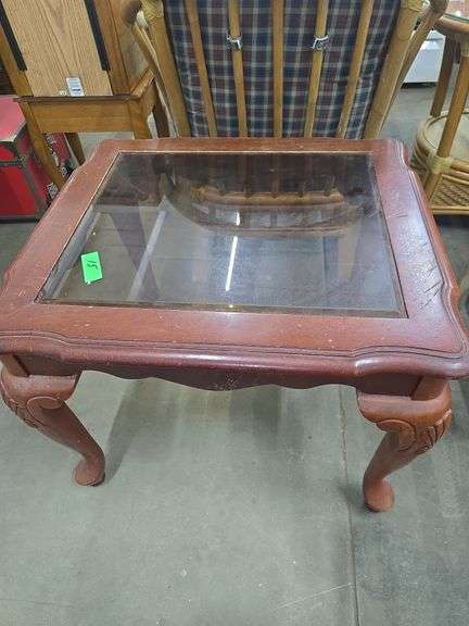 Glass Top End Table (21 H x 27 x 24)