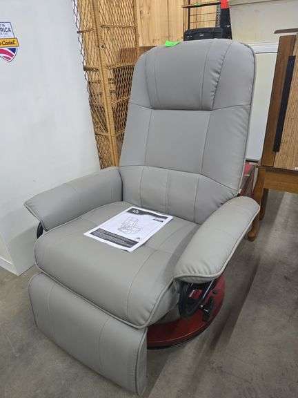 HomCom Faux Leather Adjustable Manual Swivel Base Recliner Chair with Comfortable and Relaxing Footrest - Grey