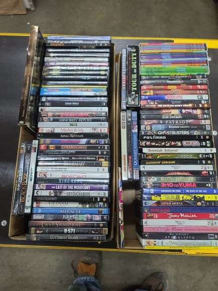 Two Boxes of DVDs, Approx. 28 movies Plus Five TV Show Sets, Unchecked ...
