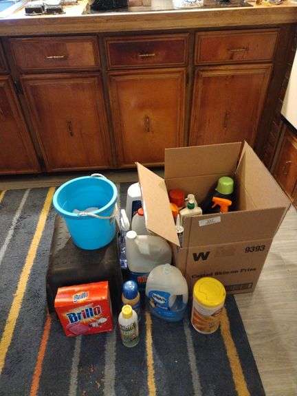 Cleaning Supplies, Bucket, Plastic Step Stool