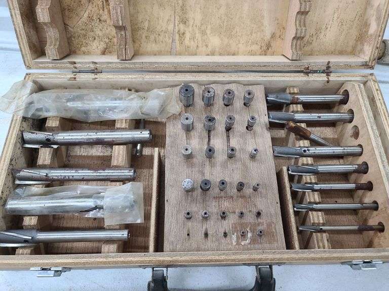 Set of Twist Drills and Counter Bores in Wood Case