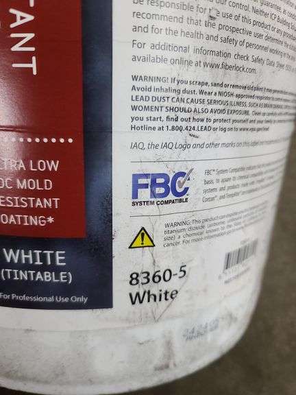5 Gallons of Fiberlock IAQ 6000 Tintable White Mold Resistant Coating