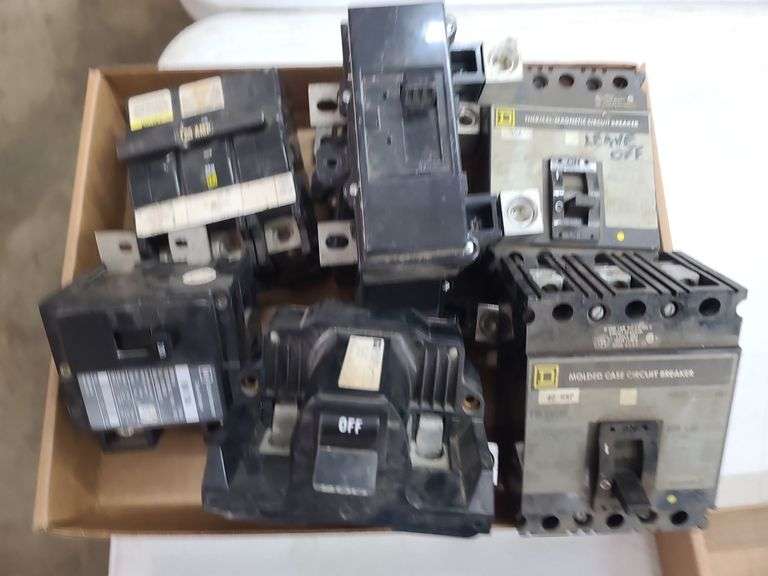Seven Large Circuit Breakers