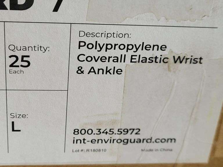 Box of International Enviroguard Size L Polypropylene Coverall Elastic Wrist & Ankle
