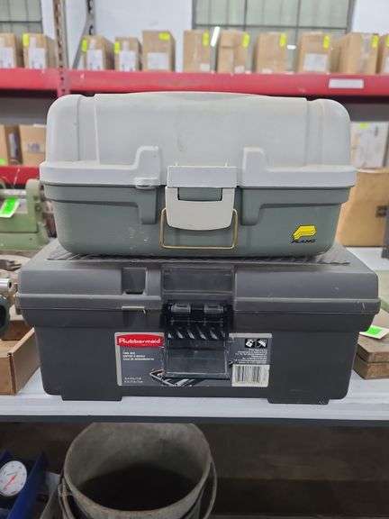 Rubbermaid Plastic Carry Tool Box with Contents and Small Plastic Tackle Box