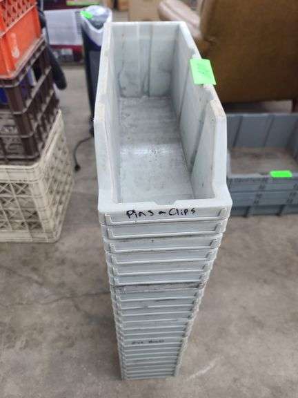 Twenty Three Small Stackable Bins, Approx. 4x5x13