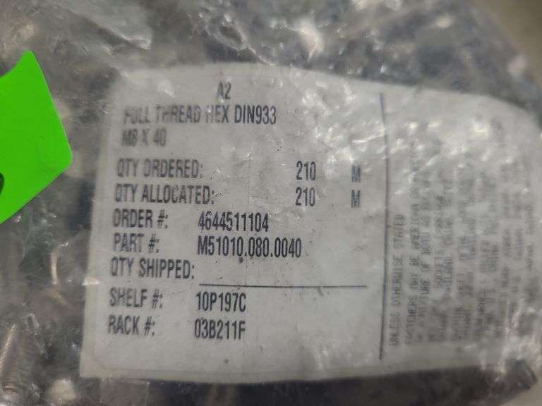Approx. 210 Full Thread Hex Cap Screws