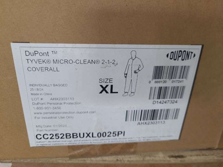 Box of DuPont Tyvek Micro-Clean Size XL Coverall