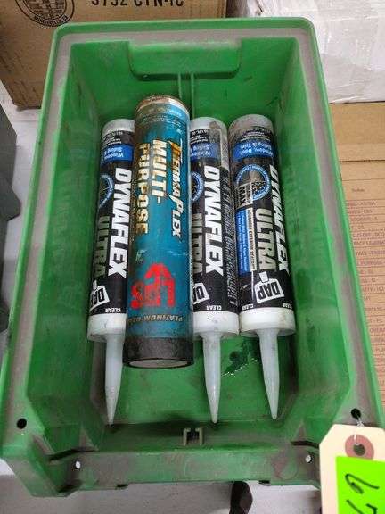 3 Tubes of Dynaflex Clear Exterior Sealant, 1 Tube Grease in Plastic Tub