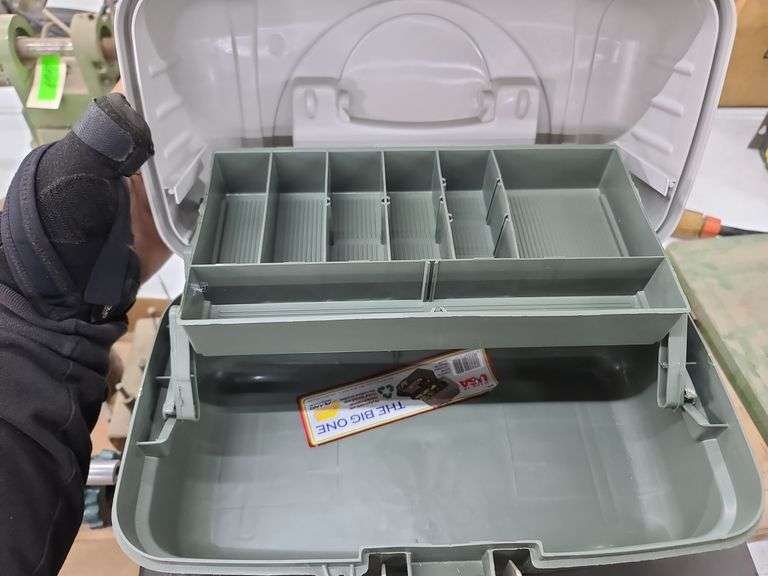 Rubbermaid Plastic Carry Tool Box with Contents and Small Plastic Tackle Box