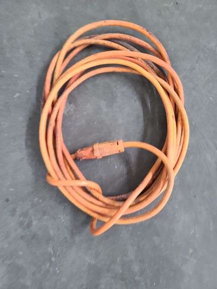 Three Extension Cords, Various Lengths, One with Shop Light and Two Jumper Cables