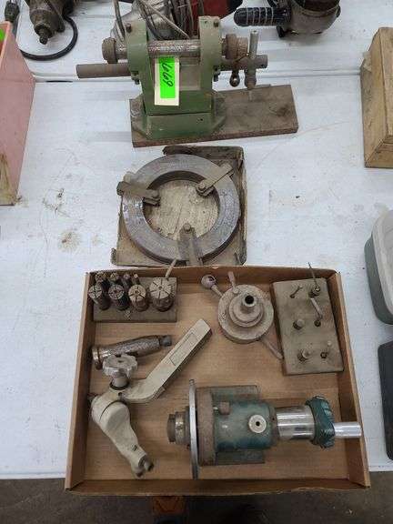 End Mill Cutter, Roller Steady Rest, Rivelica Out Lock Chuck, Mill Crank, Collett, and Accessories