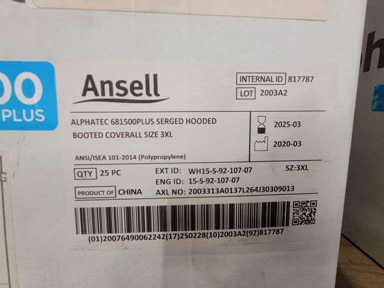 Box of 25 AlphaTec 3XL Booted Coveralls