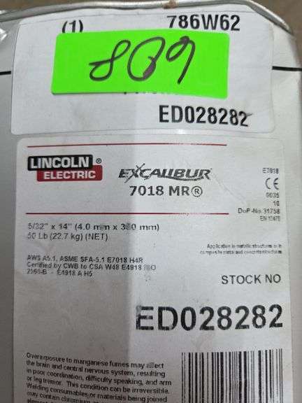 New In Container (Seal Broken) Lincoln Electric Excalibur 7018 MR 5/32" x 14" 50lb