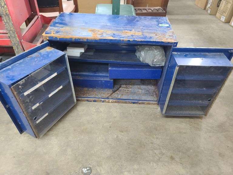 Vintage Metal Napa Echlin Parts Cabinet and Contents, Approx. 17x22x33