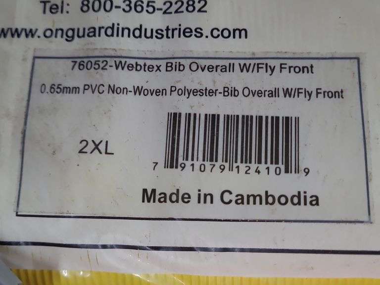 5 Size 2XL Webtex Bib Overalls with Fly Front