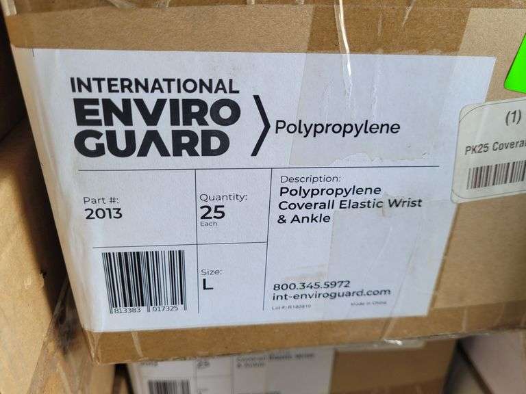 Box of International Enviroguard Size L Polypropylene Coverall Elastic Wrist & Ankle