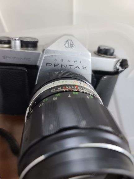 Pentax 35mm Camera with Extra Lenses, Case, Tripod and Flash (untested) in Tote