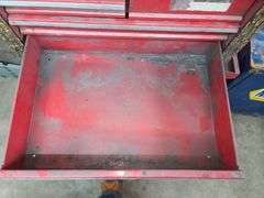 US General Tool Cart and Contents, Drawer Releases Stuck, Missing One Lid Strut, No Key, Broken Lock