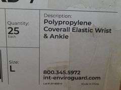 Box of International Enviroguard Size L Polypropylene Coverall Elastic Wrist & Ankle