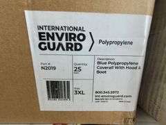 Box of International Envirogaurd Size 3XL Polypropylene Coverall w/Hood & Boot