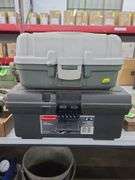 Rubbermaid Plastic Carry Tool Box with Contents and Small Plastic Tackle Box