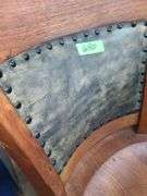Antique Solid Wood Banker's Chair w/Leather Seat Back