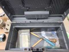 Rubbermaid Plastic Carry Tool Box with Contents and Small Plastic Tackle Box