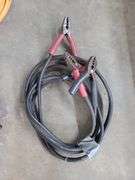 Three Extension Cords, Various Lengths, One with Shop Light and Two Jumper Cables