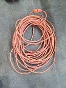 Three Extension Cords, Various Lengths, One with Shop Light and Two Jumper Cables