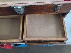 Wooden Machinist Toolbox, Approx. 20x9x13, No Key