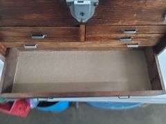 Wooden Machinist Toolbox, Approx. 20x9x13, No Key