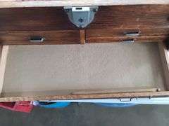 Wooden Machinist Toolbox, Approx. 20x9x13, No Key