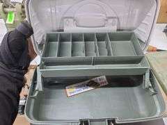 Rubbermaid Plastic Carry Tool Box with Contents and Small Plastic Tackle Box