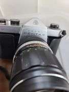 Pentax 35mm Camera with Extra Lenses, Case, Tripod and Flash (untested) in Tote