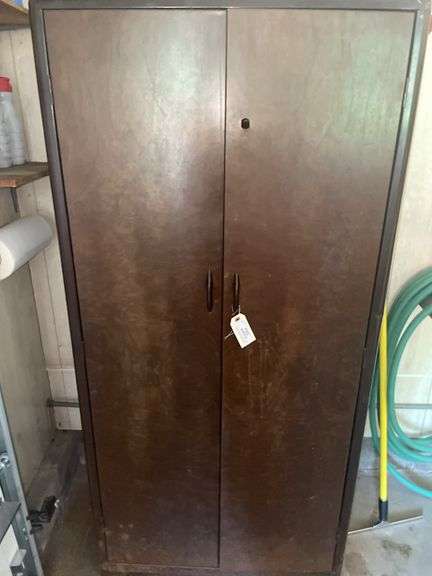 Metal Cabinet Wooden Shelves