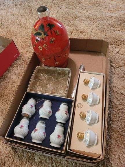 Salt & Pepper Shakers & Mini Glass Holder