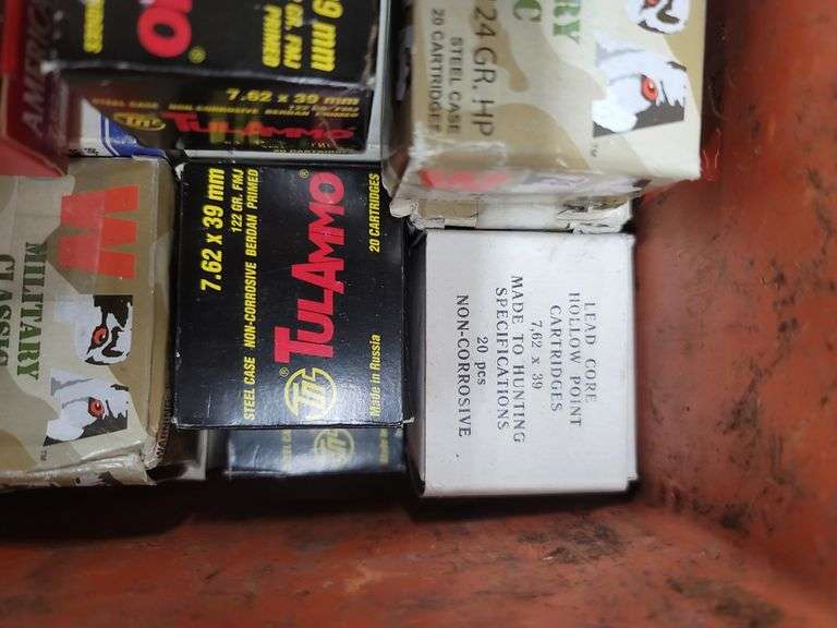500 rnds assorted 7.62x39 in a 50 cal ammo can