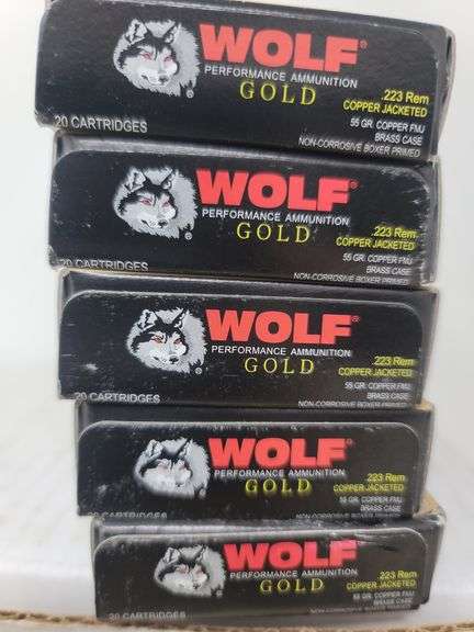 5-20 rnd box Wolf Gold 223 Rem 55gr. (Sealed boxes)
