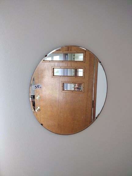 Round Wall Mirror Approx 24" & Painting Approx 37"x26"