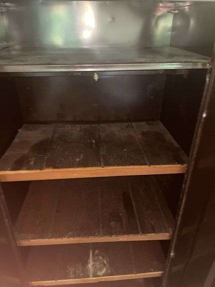 Metal Cabinet Wooden Shelves