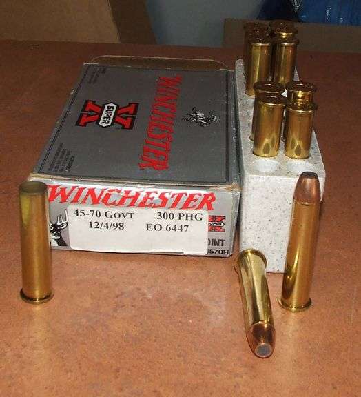 6 rounds Winchester 45-70/ Pre Production Ammo & Brass