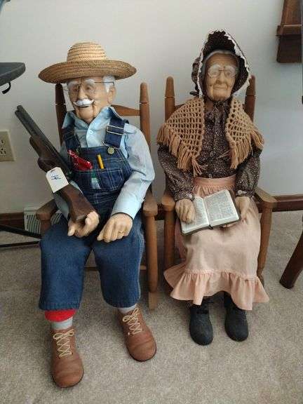 Old Couple Porcelain Dolls Approx 24"