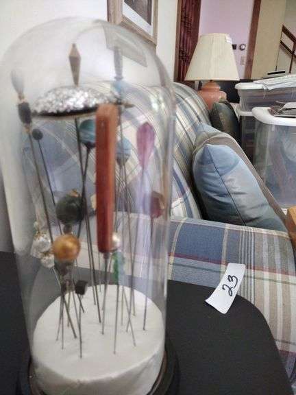 Approx 15 Antique/Vintage Hat Pins In Cloche Display