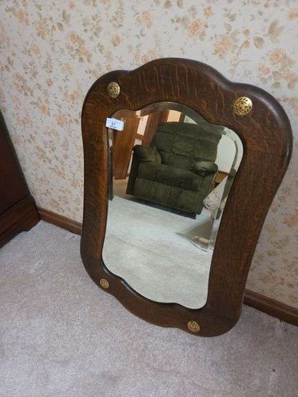 Wooden Frame Wall Mirror Approx 22" x 33"