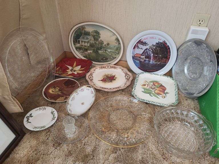 Decorative Plates, Glassware, Kettles, & Pitcher
