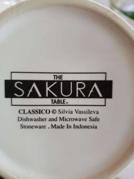 Sakura Classico Stoneware-Set of 8 Mugs & Set of 4 Salad/Dessert Plates