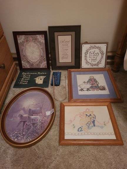Framed Pictures, Embroidery, Prints, & Lace