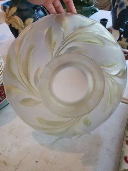 Vintage Frosted Glass Serving Bowl